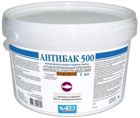 АВЗ АНТИБАК 500 1 кг для декоративных рыб препарат антибактериальный иммунизирующий ведро