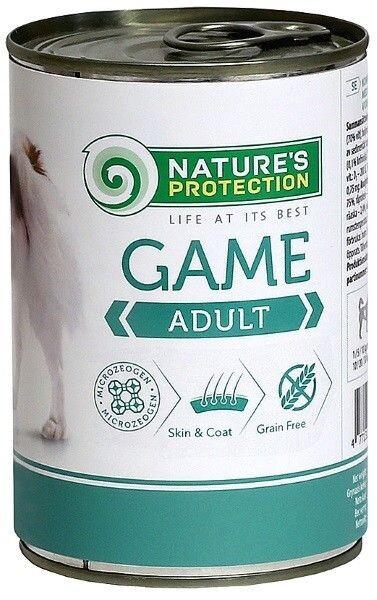 NATURE’S PROTECTION ADULT GAME консервы полнорационное питание с мясом дичи для взрослых собак