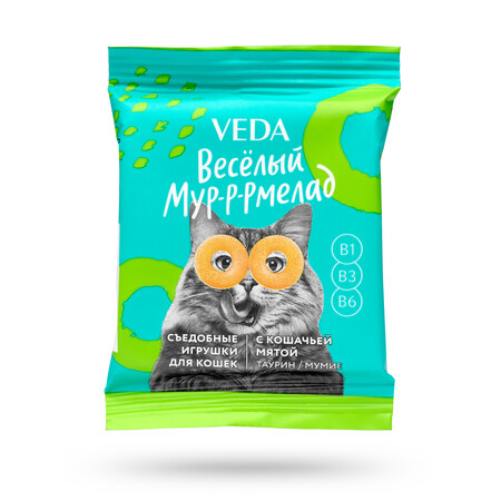 VEDA Весёлый Мур-р-рмелад 6 шт съедобные игрушки лакомство для кошек с кошачьей мятой