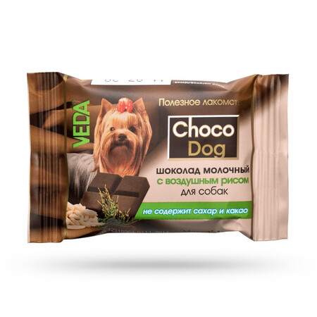 VEDA CHOCO DOG 6 шт 15 г шоколад молочный с воздушным рисом лакомство для собак