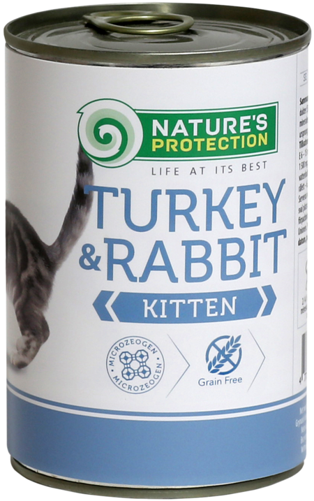 NATURE’S PROTECTION TURKEY& RABBIT 400г консервы полнорационное питание с индейкой и кроликом для котят и кормящих кошек