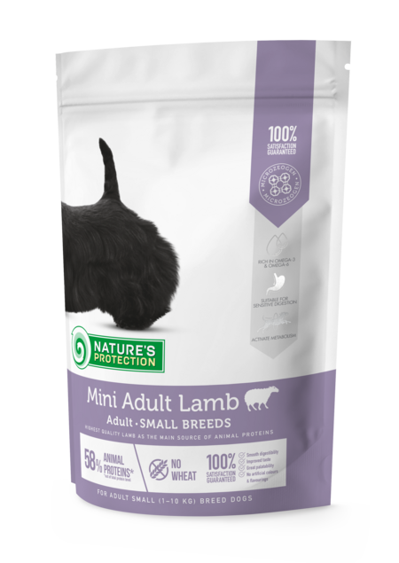 NATURE’S PROTECTION Mini Adult Lamb полнорационное питание для взрослых собак мелких пород ягненок
