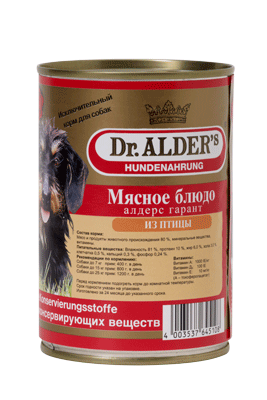 Dr. ALDER`S Алдерс Гарант 400 г консервы для собак 80% рубленного мяса птица