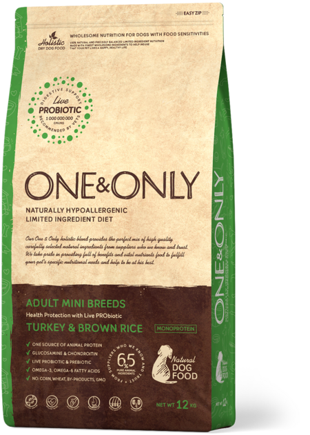 ONE&ONLY 3 кг сухой корм для взрослых собак мелких пород с индейкой и рисом