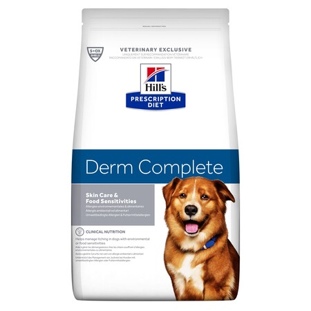 Hill`s Prescription Diet Derm Complete сухой диетический корм для взрослых собак для поддержания здоровья кожи при аллергии