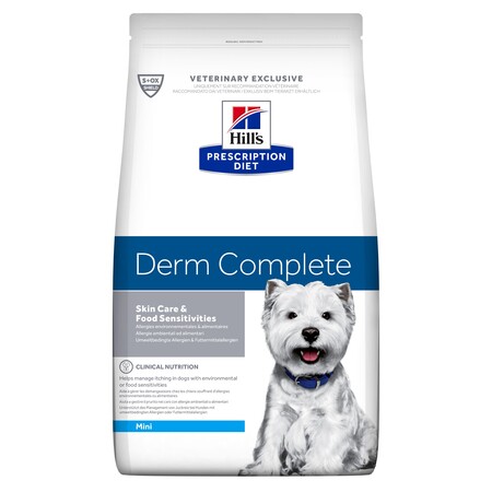 Hill`s Prescription Diet Derm Complete Mini сухой диетический корм для взрослых собак мелких пород для поддержания здоровья кожи при аллергии