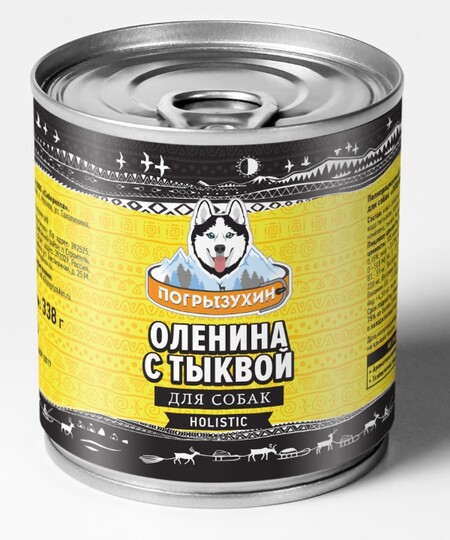 Погрызухин 338 г консервы для собак оленина с тыквой