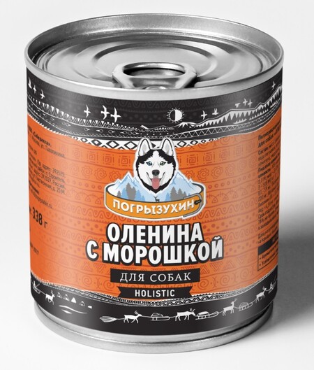 Погрызухин 338 г консервы для собак оленина с морошкой
