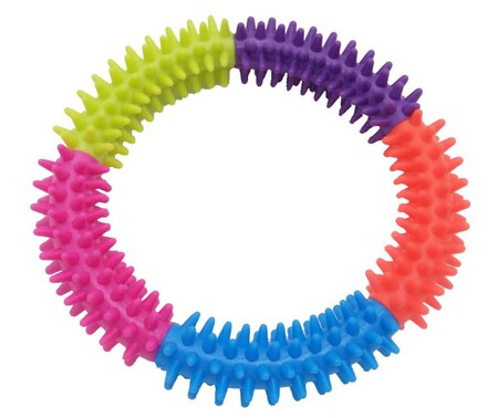 HOMEPET TPR 15,3 см игрушка для собак кольцо с шипами разноцветное