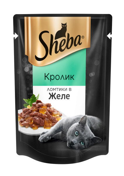 SHEBA 85 г пауч влажный корм для кошек ломтики в желе с кроликом 1х24