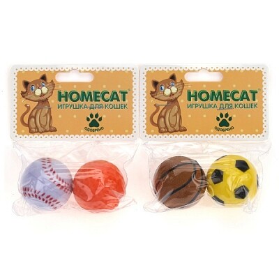 HOMECAT 2 шт Ф 4 см игрушка для кошек спортивные мячи