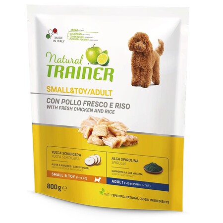 TRAINER NATURAL SMALL & TOY ADULT 800 г сухой корм для взрослых собак мелких и миниатюрных пород с курицей и рисом