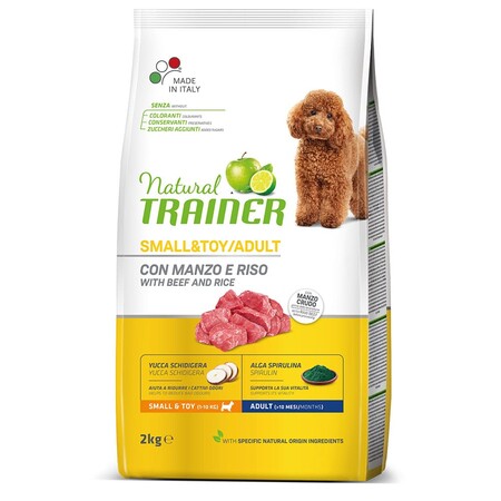 TRAINER NATURAL SMALL & TOY 2 кг сухой корм для взрослых собак мелких и миниатюрных пород с говядиной и рисом