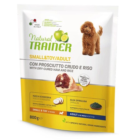 TRAINER NATURAL MINI ADULT 800 г сухой корм для взрослых собак мелких пород с сыровяленой ветчиной и рисом