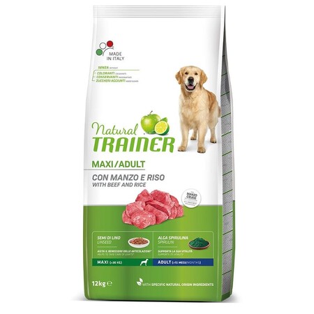 TRAINER NATURAL MAXI ADULT 12 кг корм для взрослых собак крупных парод с говядина и рисом