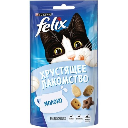 Felix Хрустящее Лакомство 60 г для взрослых кошек, молоко 1х8