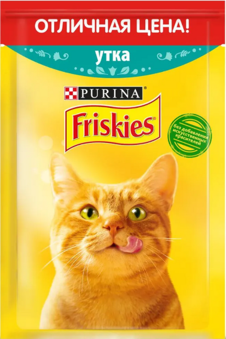 Friskies 50 г пауч консервы для кошек, с уткой 1х30