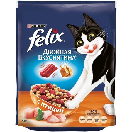 Felix Двойная вкуснятина корм для кошек, с птицей