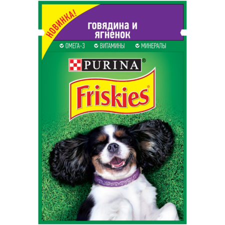Friskies 85 г пауч консервы для взрослых собак с говядиной и ягненком 1х26