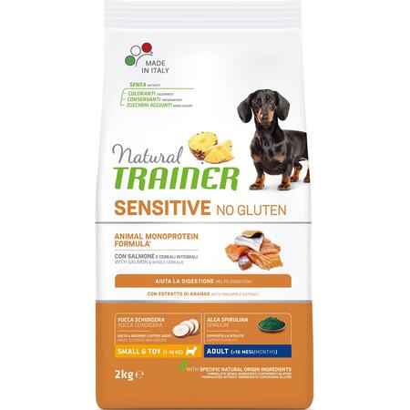 TRAINER NATURAL SENSITIVE NO GLUTEN ADULT MINI 2 кг сухой корм без глютена для взрослых собак мелких пород с лососем