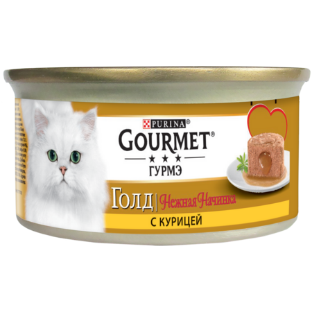 Gourmet Gold Нежная начинка 85 г банка консервы для кошек, с курицей 1х12