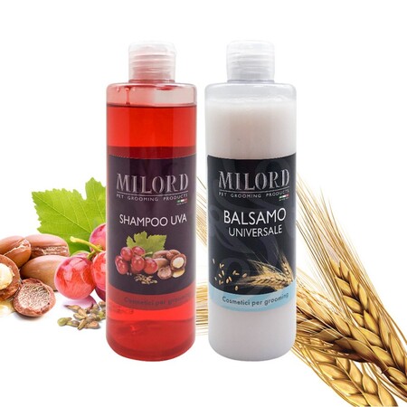 MILORD 300мл набор очищающий бальзам универсальный+шампунь арган и виноград