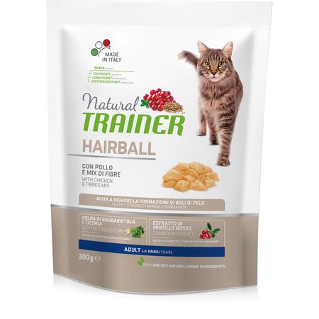 TRAINER NATURAL CAT HAIRBALL ADULT WITH CHICKEN 300 г сухой корм с курицей для взрослых кошек