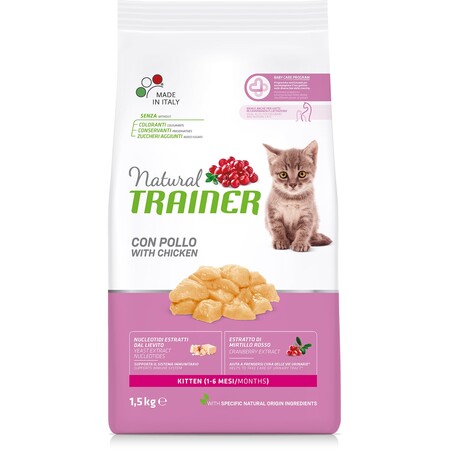 TRAINER NATURAL CAT KITTEN WITH CHICKEN 1.5 кг сухой корм с курицей для котят