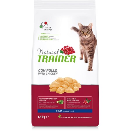 TRAINER NATURAL CAT ADULT WITH CHICKEN 1.5 кг сухой корм с курицей для взрослых кошек