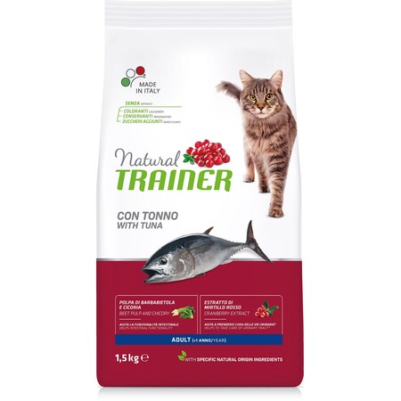 TRAINER NATURAL CAT ADULT WITH TUNA 1.5 кг сухой корм с тунцом для взрослых кошек