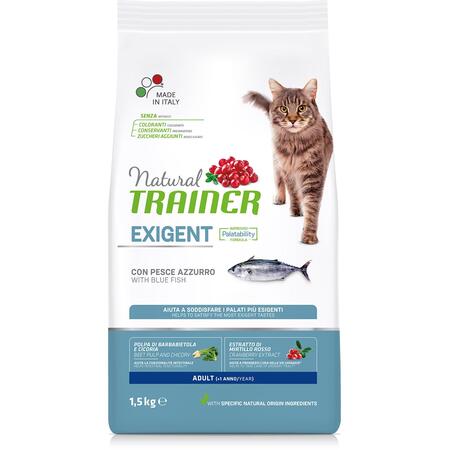 TRAINER NATURAL EXIGENT WITH OCEAN FISH 1,5 кг сухой корм для привередливых кошек от 1 года с океанической рыбой