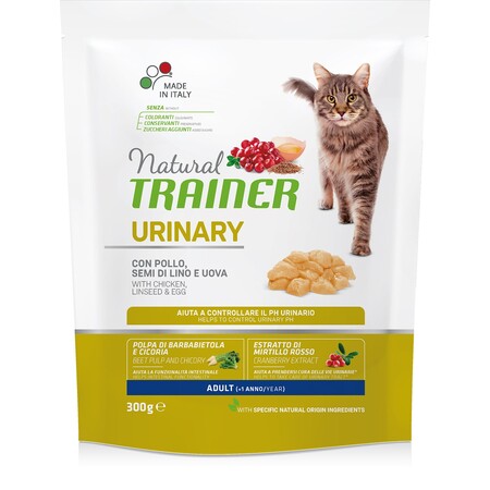 TRAINER NATURAL CAT URINARY ADULT WITH CHICKE 300 г полноценный сбалансированный сухой корм для взрослых кошек для поддержки здоровья мочеполовой системы от 1 года с курицей