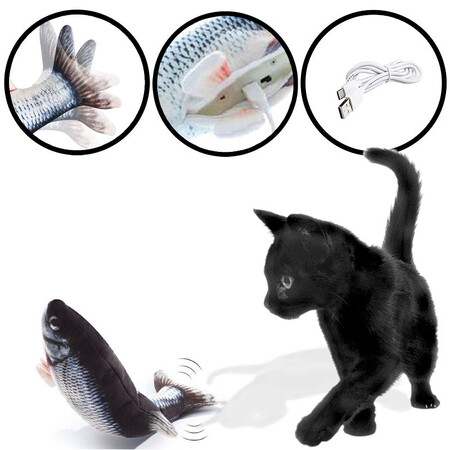 HOMECAT 25 см игрушка для кошек интерактивная шевелящаяся рыба на USB зарядке