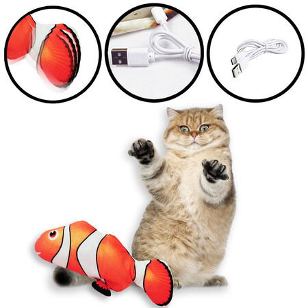 HOMECAT 30 см игрушка для кошек интерактивная шевелящаяся рыба на USB зарядке