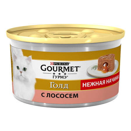 Gourmet Gold Нежная начинка 85 г банка консервы для кошек, с лососем 1х12