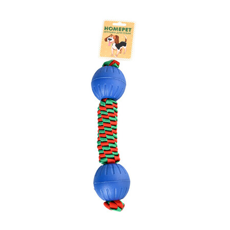 HOMEPET DENTAL TPR Ф 6 см 28 см игрушка для собак два мяча на плетенке для игры на воде