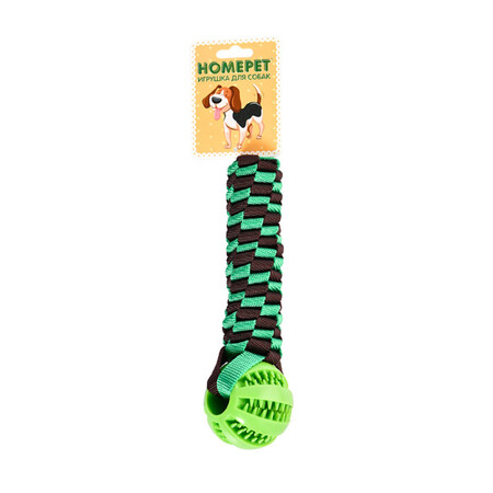 HOMEPET DENTAL TPR Ф 6 см 22 см игрушка для собак мяч с отверстиями для лакомств на плетенке