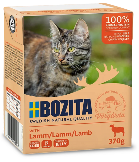 BOZITA Lamb Tetra Pak 370 г консервы для кошек кусочки в желе с ягненком