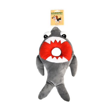 HOMEPET SEASIDE 37,5 см х 19 см игрушка для собак акула со спасательным кругом с пищалкой плюш