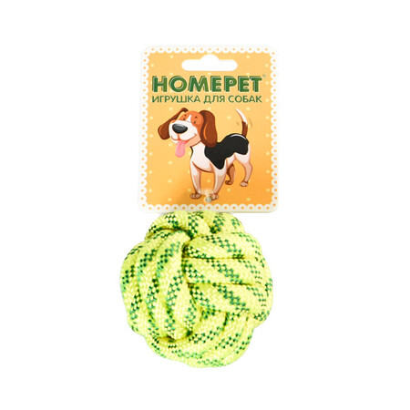 HOMEPET SEASIDE Ф 7 см игрушка для собак узел из каната желто-синий