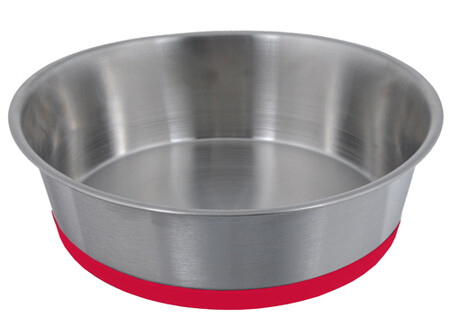 HOMEPET Premium 0,25 л миска для домашних животных металлическая на красной силиконовой подставке