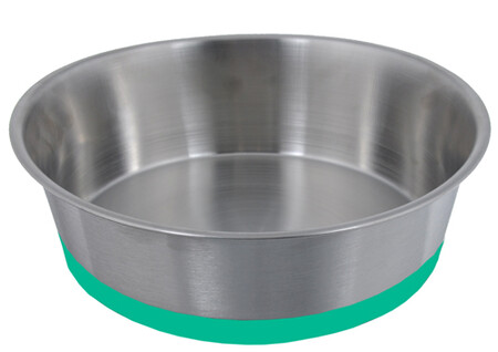 HOMEPET Premium 0,45 л миска для домашних животных металлическая на зеленой силиконовой подставке