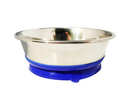 HOMEPET Premium 0,9 л миска для домашних животных металлическая на синей силиконовой подставке с присоской
