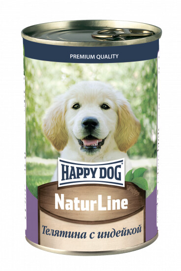 HAPPY DOG Natur Line 410 г консервы для щенков телятина с индейкой