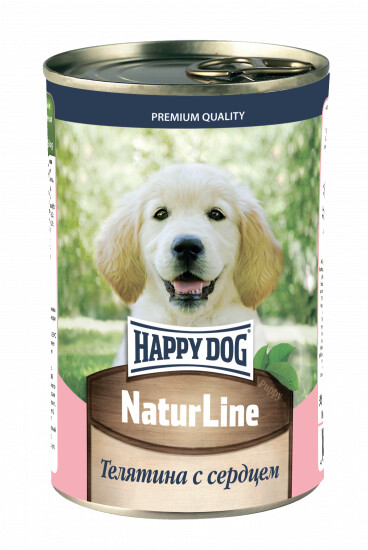 HAPPY DOG Natur Line 410 г консервы для щенков телятина с сердцем