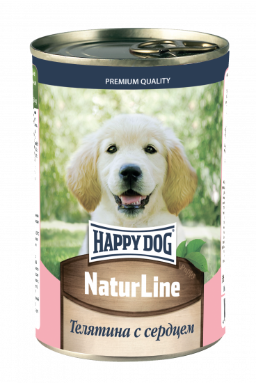 HAPPY DOG Natur Line 410 г консервы для щенков телятина с сердцем