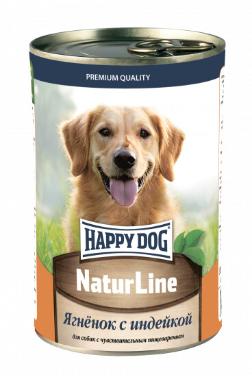 HAPPY DOG Natur Line 410 г консервы для собак ягненок с индейкой