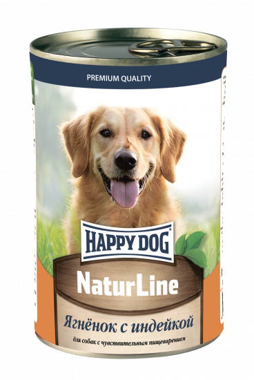 HAPPY DOG Natur Line 410 г консервы для собак ягненок с индейкой