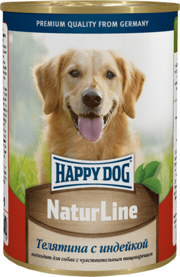 HAPPY DOG Natur Line 410 г консервы для собак телятина с индейкой