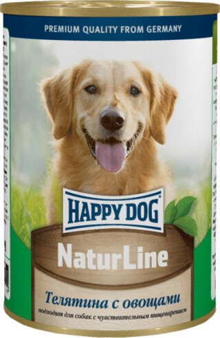 HAPPY DOG Natur Line 410 г консервы для собак телятина с овощами